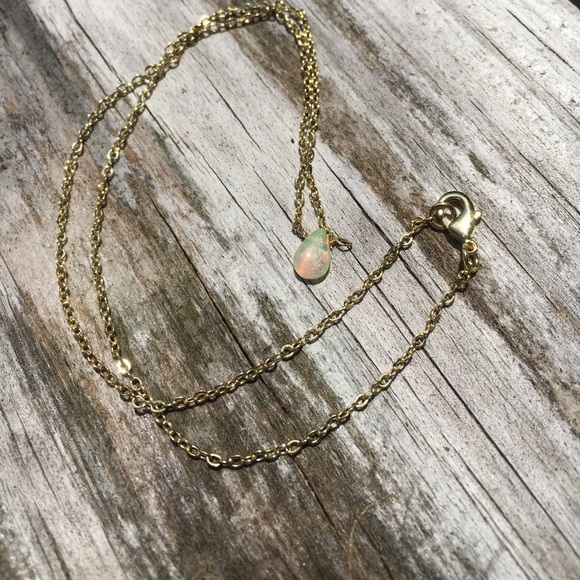 Genuine Opal Teardrop 14k Choker - Picture 7 of 8